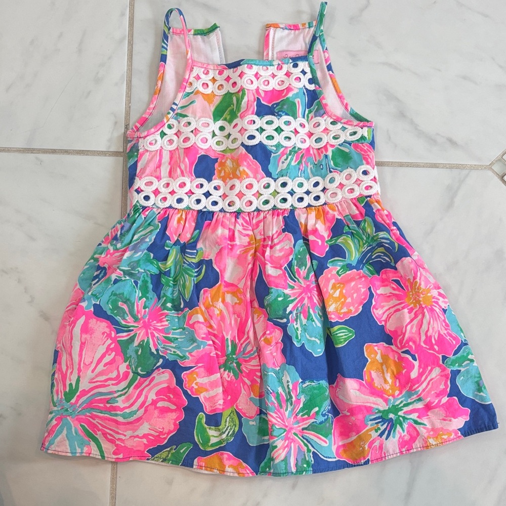 Lilly Pulitzer Kids Dress with Pink and Blue Floral Pattern